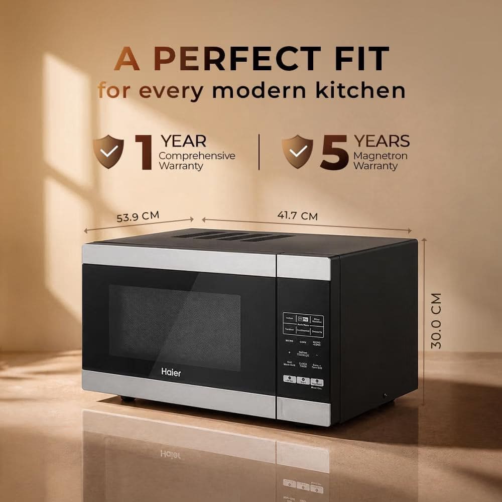 Haier 30 Ltrs Stainless Steel Convection Microwave Oven (HIL3001ARSB,Black)
