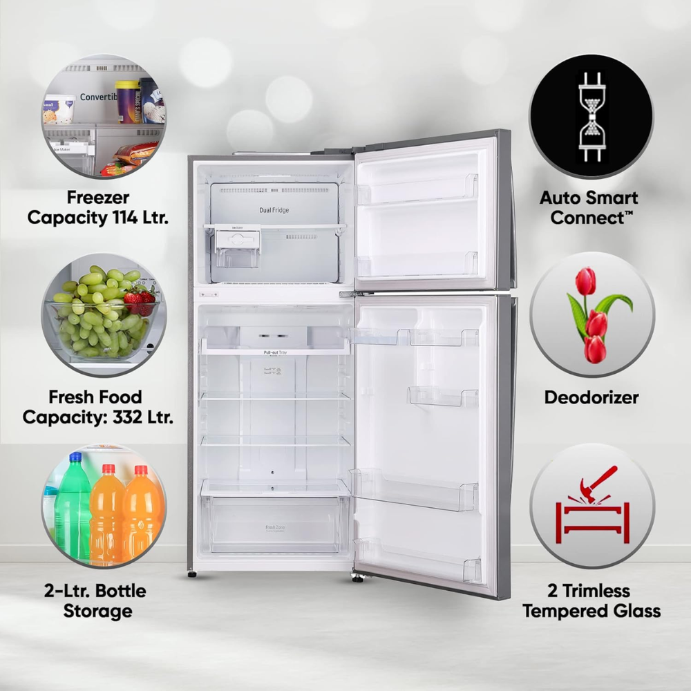 LG 466 Ltrs 1 Star, Inverter Frost Free, Double Door Refrigerator (GL-T502CPZR)