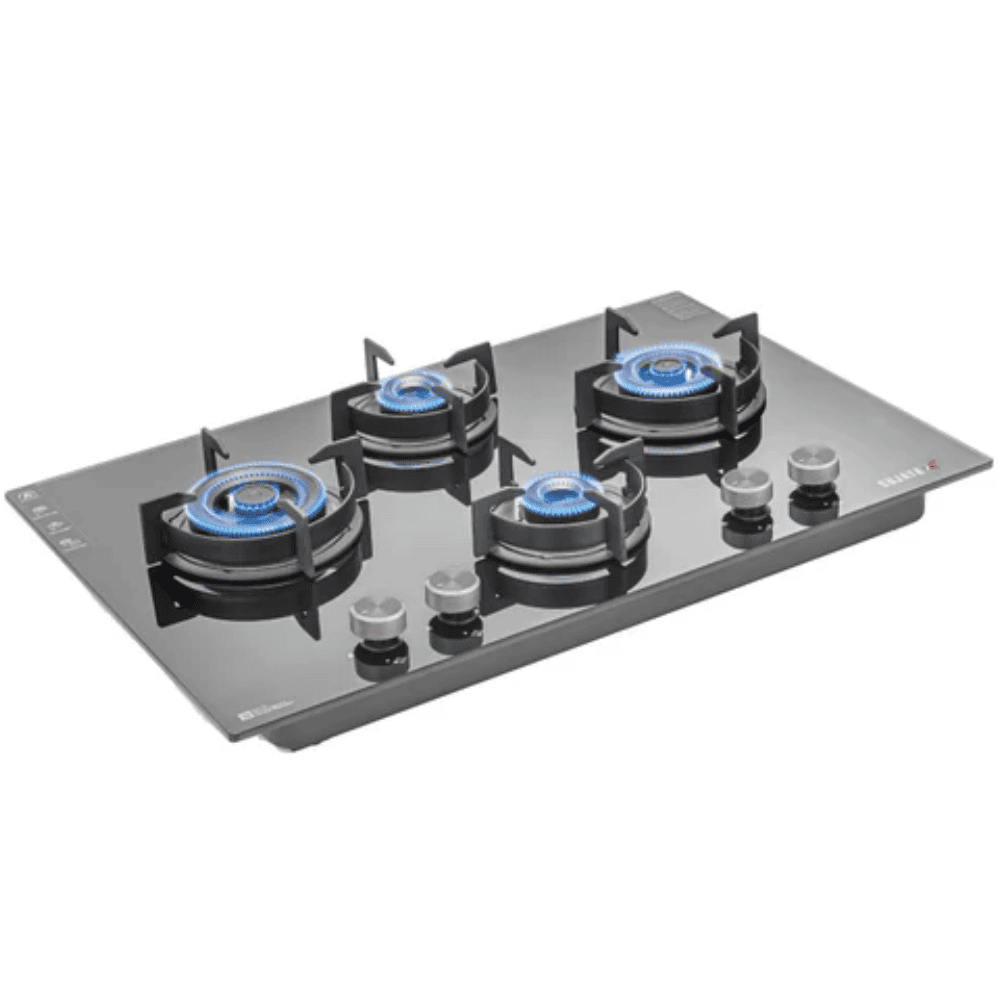 Sujata Hob, 4 Burner 78 cm Auto Ignition Stainless Steel Burner 1 Larg + 1 Medium + 1 small (Indium 4B78TP, Black)