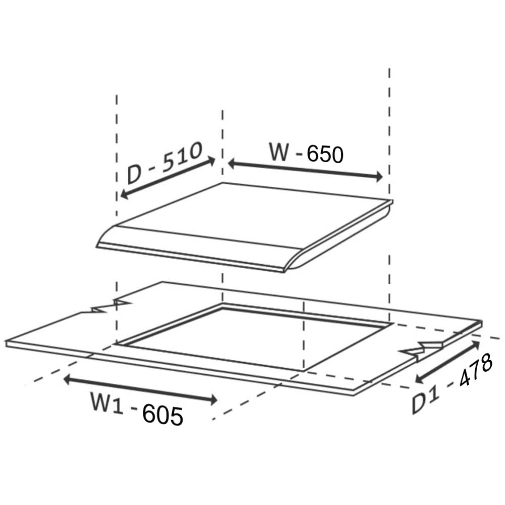 Glen Hob,1065X SQ HT DB TR65, 4 burner 65 cm Auto Ignition Glass Top Triple & Double Ring Forged Full Brass Burners 1 Medium +2 Small + 1 High Gas Stove (Black)
