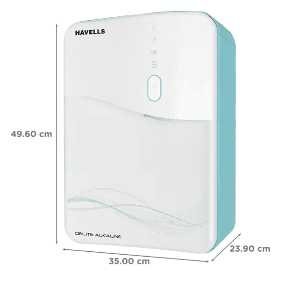 Havells Delite Alkaline, 6.5 Ltrs Storage RO +UV Water Purifier, Sky Blue