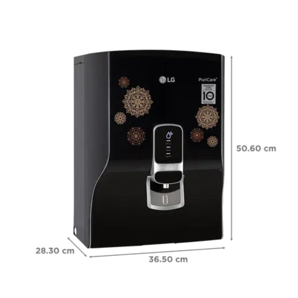 LG 8 Ltrs Storage, RO+UV+Mineral Booster Stainless Steel Tank Water Purifier (WW155NTB,Black)
