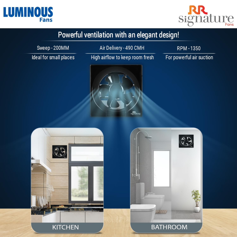 Luminous 200mm Strong Air Suction Air Exhaust Fan (Vento Deluxe)