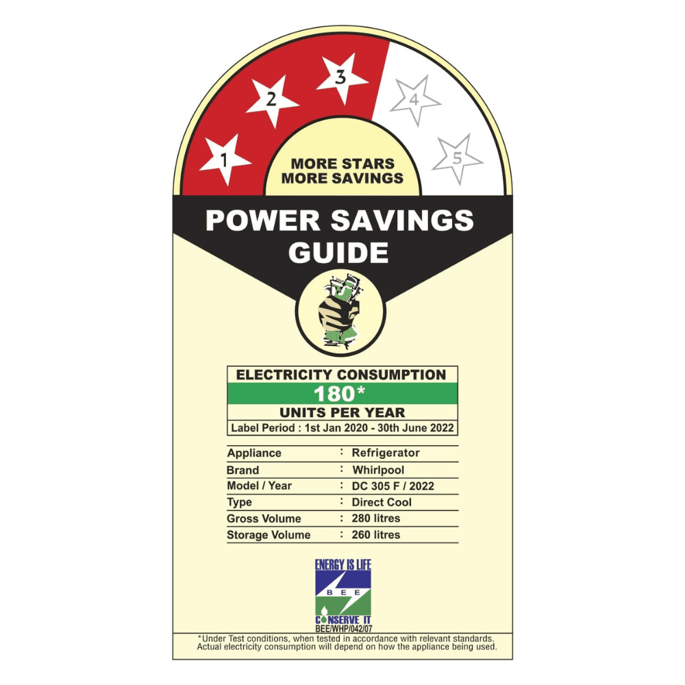 Whirlpool 274 Ltrs 3 Star, Inverter Direct Cool, Single Door Refrigerator (305 IMPRO PLUS PRM 3S ALPHA STEEL-Z)