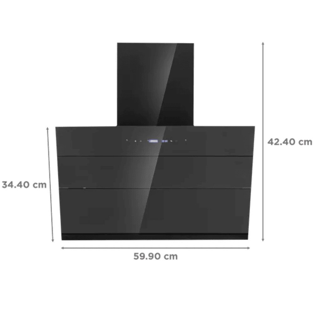 Elica EFLS611 BLDC LTW VMS, 60 cm 1400m3/hr Ducted Auto Clean Wall Mounted Chimney (Black)