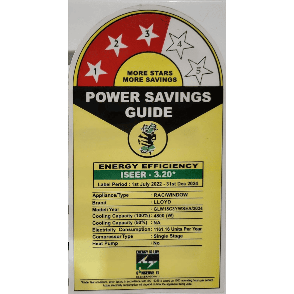 Lloyd 1.5 Ton 3 Star Fixed Speed Window Air Conditioner (GLW18C3YWSEA)