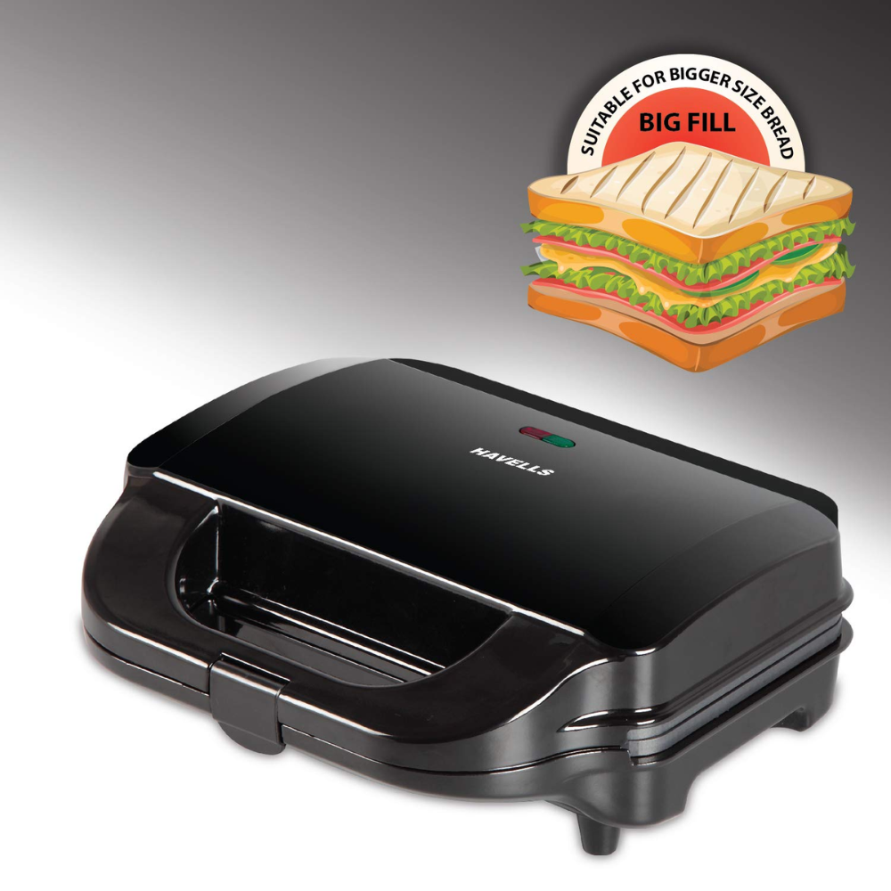 Havells Big Fill-GHCSTDKK090, 900 Watts Multi Grill Sandwich Maker (Black)