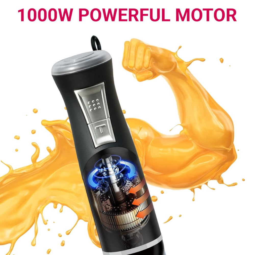 Inalsa Robot Inox, 1000 Watts Stainless Steel Stem Hand Blender (Black and white)
