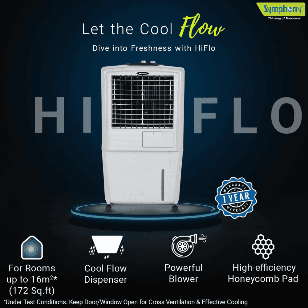 Symphony 27 Ltrs Personal Air Cooler with Remote & Touch Panel (HI FLO 27l)
