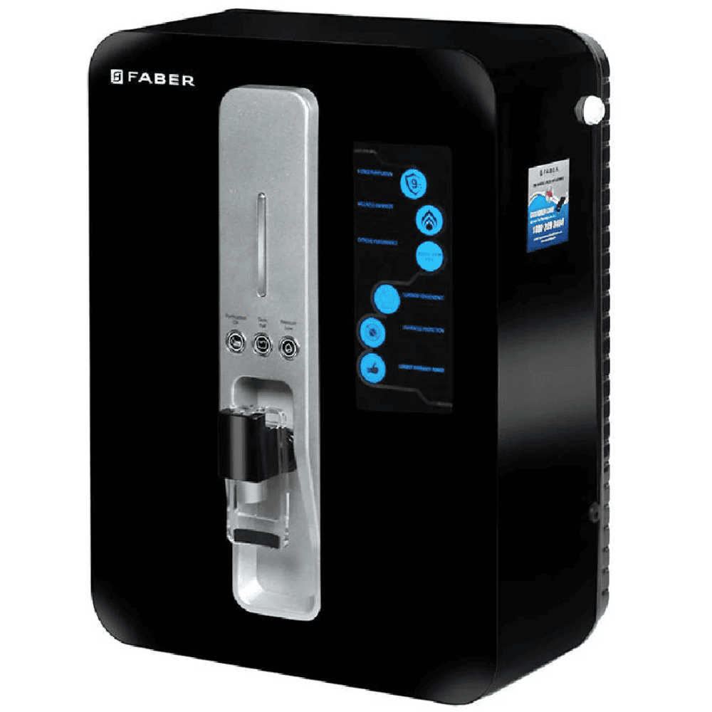 Faber Neutron Plus, 10 Ltrs Storage, RO + UV + UF + CU Guard + pH Enhancer Water Purifier, Black