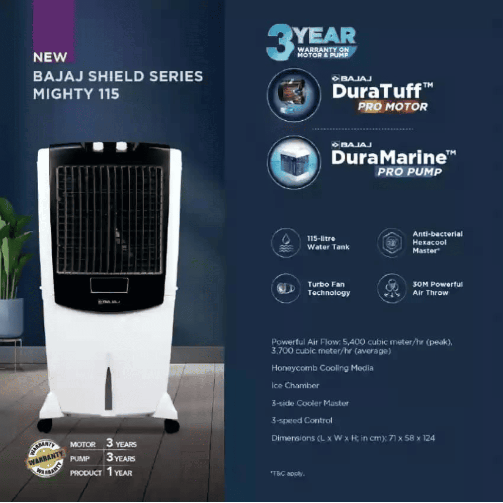 Bajaj Mighty 115 Ltrs Desert Air Cooler (Mighty115)