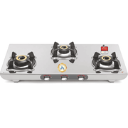 Sujata Cooktop Sterno, 3 Burner Manual Stainless Steel Glossy SS Body Gas Stove (Silver)