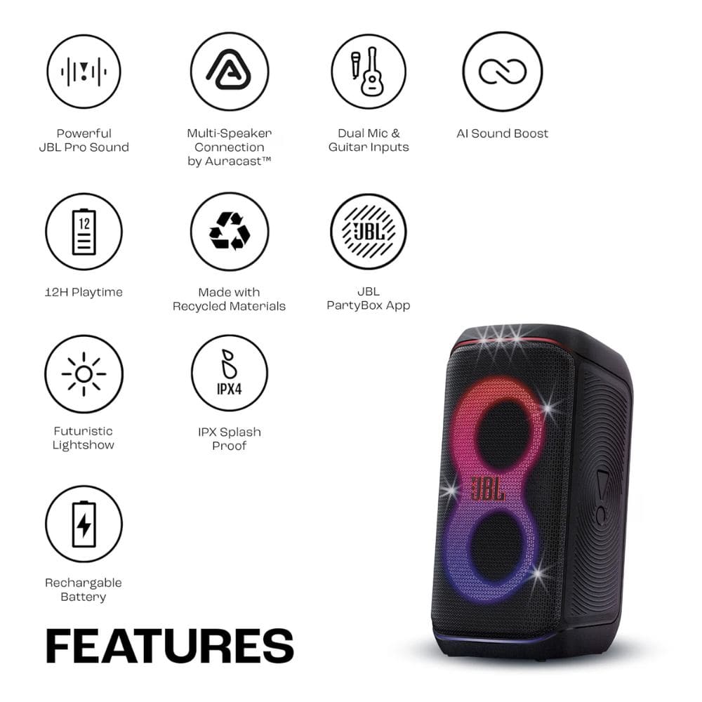 JBL Bar 120 Watts Partybox Wireless Bluetooth 160w speaker with Dual Guitar & Mic Inputs Soundbar (JBLPBCLUB120SWIN)