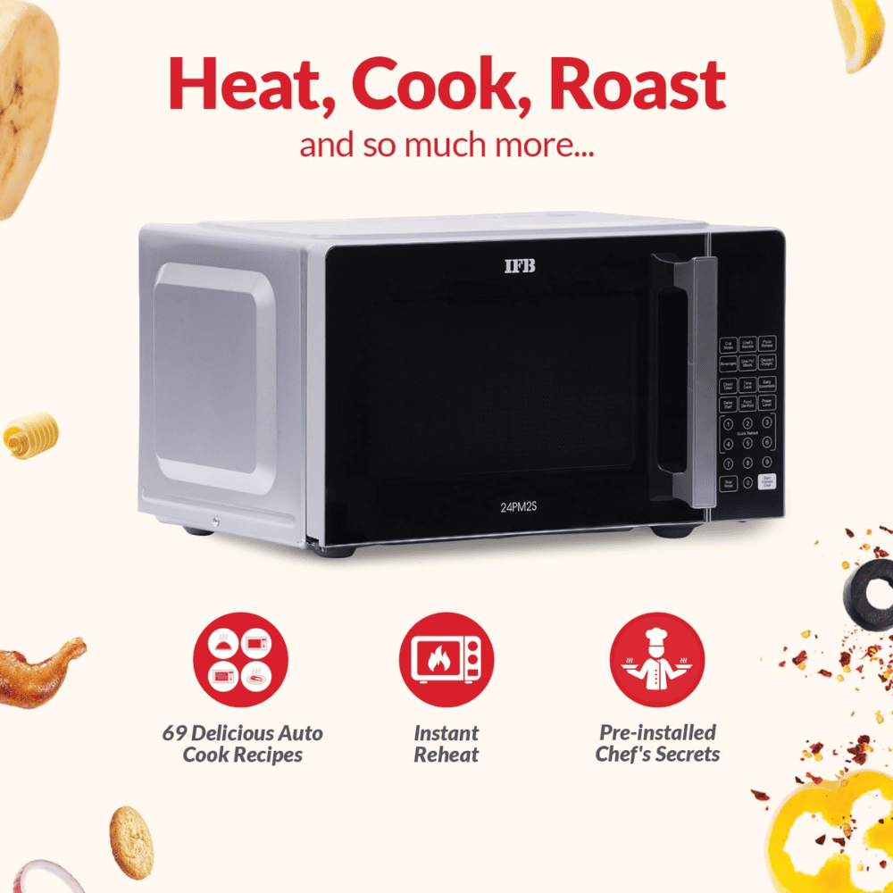 IFB 24 Ltrs Convection Microwave Oven with Stainless Steel Cavity (24PM2S,Black)