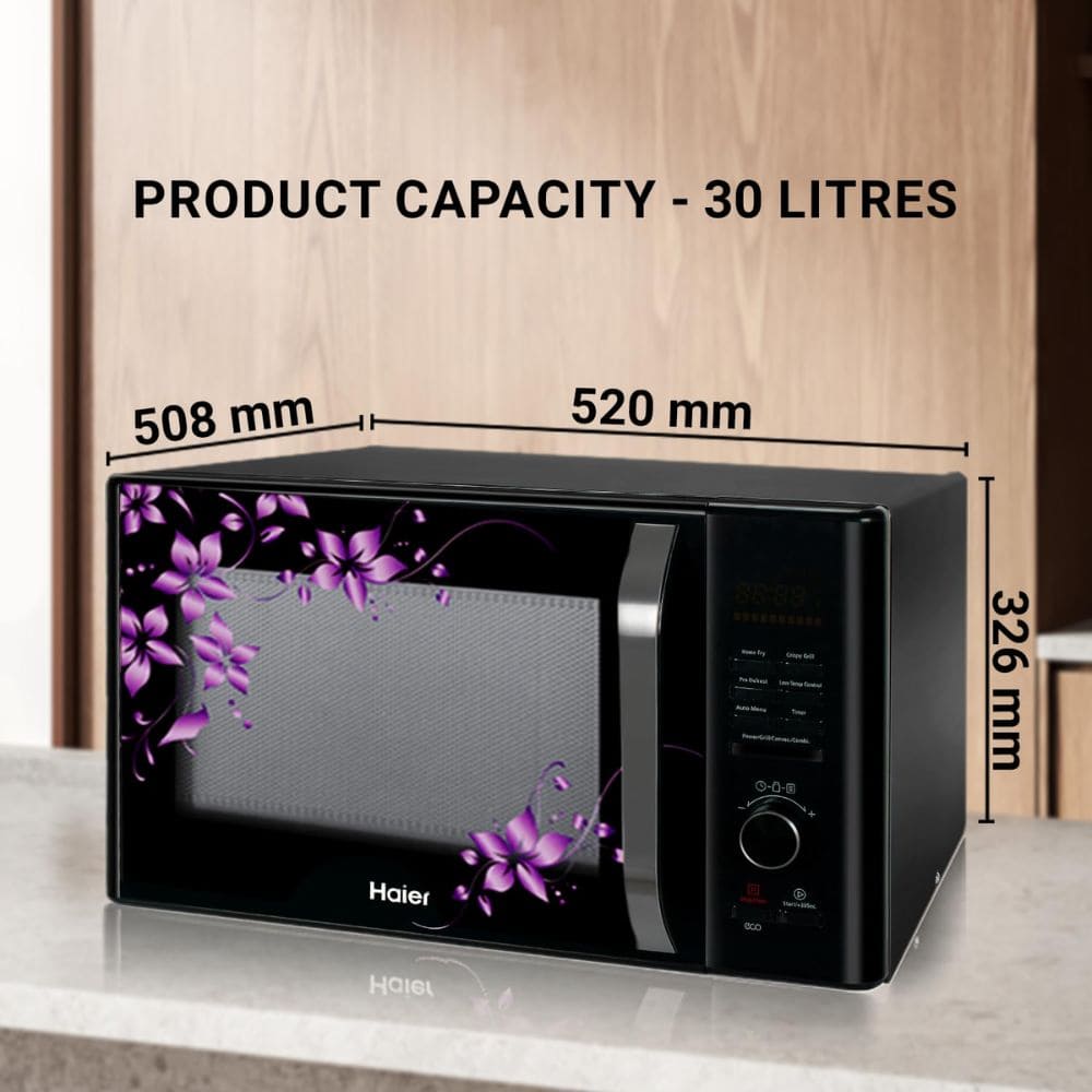 Haier 30 Ltrs Stainless Steel Convection Microwave Oven (HIL3001CBSH,Black)