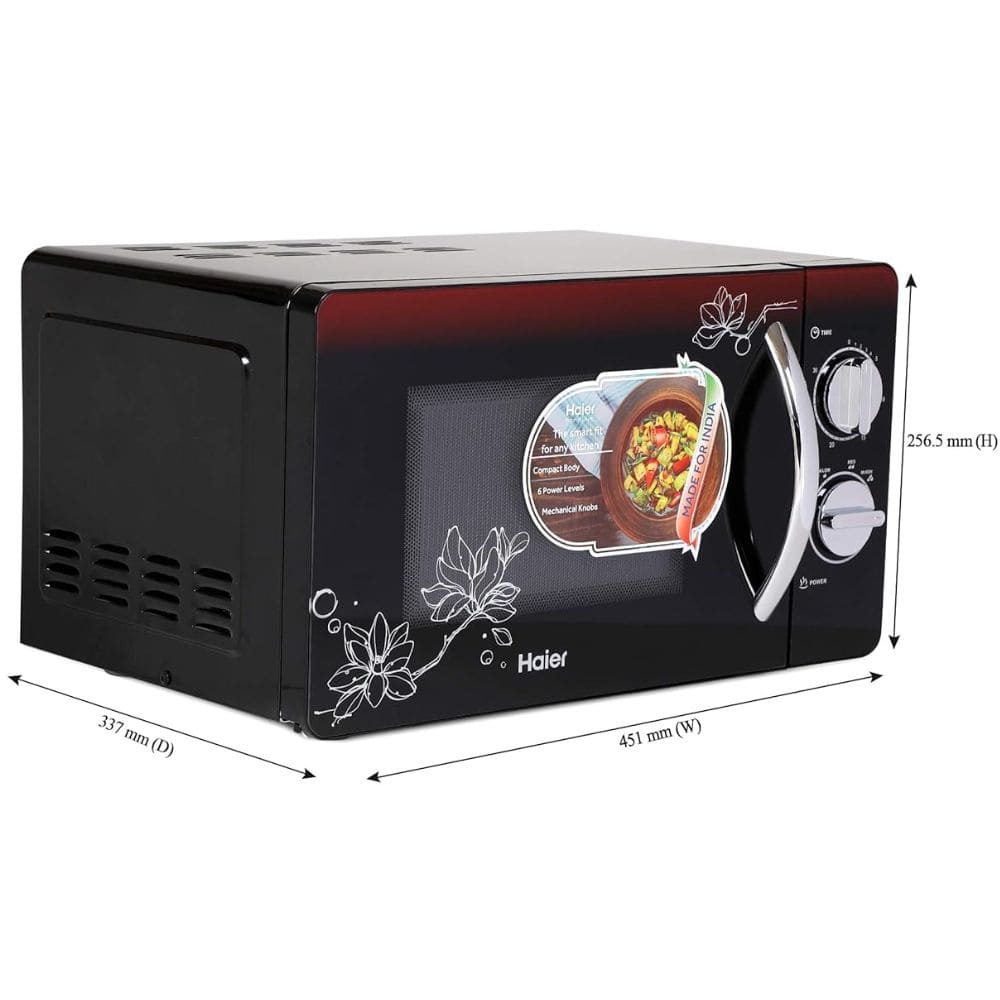 Haier 20 Ltrs Stainless Steel Solo Microwave Oven (HIL2001MFPH,Mirror Black)