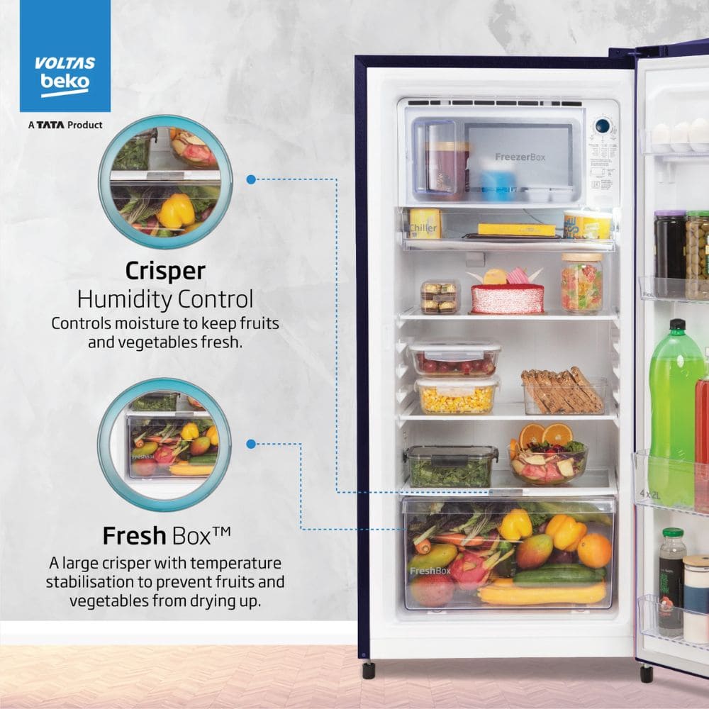 Voltas Beko 225 Ltrs, 3 Star Direct Cool Single Door Refrigerator (RDC225C)