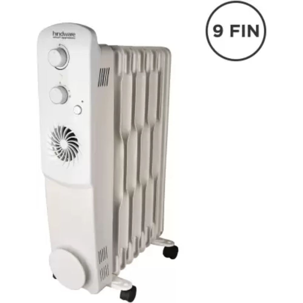 Hindware 9 Wave Fins, 2500 Watts Oil Filled Radiator Room Heater with PTC Fan (Atlantic ARTURO9f, White)