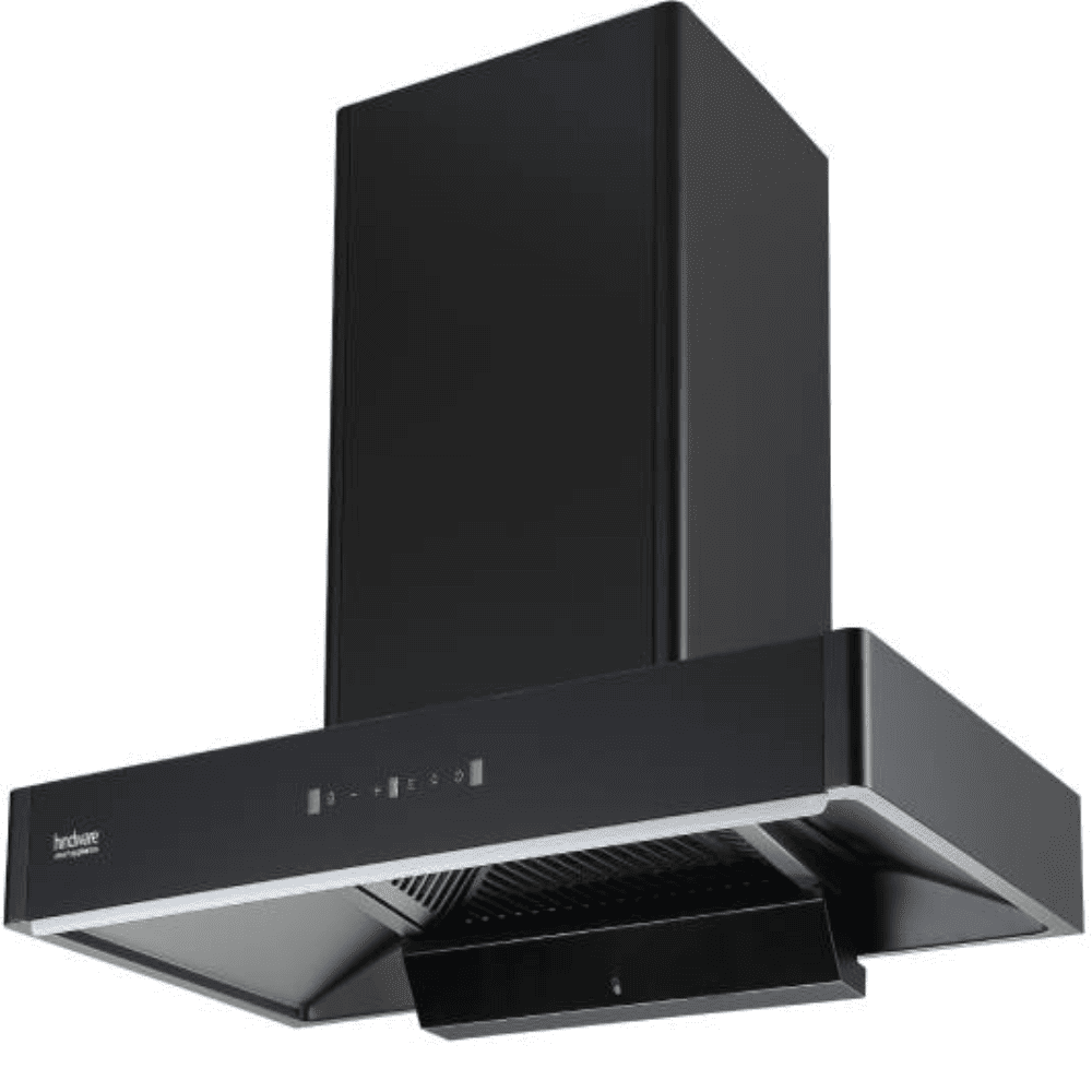 Hindware OPTIMUS BLK, 90 cm 1350 m3/hr Heat Auto Clean Wall Mounted Chimney with Filterless Technology (Black)