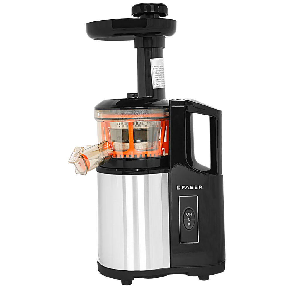 Faber SLOW FSJ150 R, 150 Watts  60 RPM, Safety Protection Juicer (Black & White)