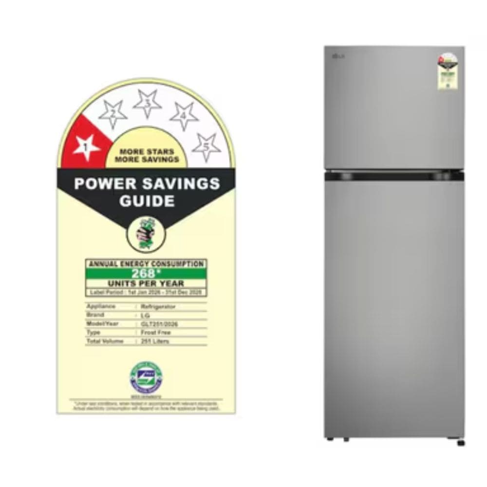 LG 251 Ltrs, 1 Star Frost Free Double Door Refrigerator (GLT2516WXOB)