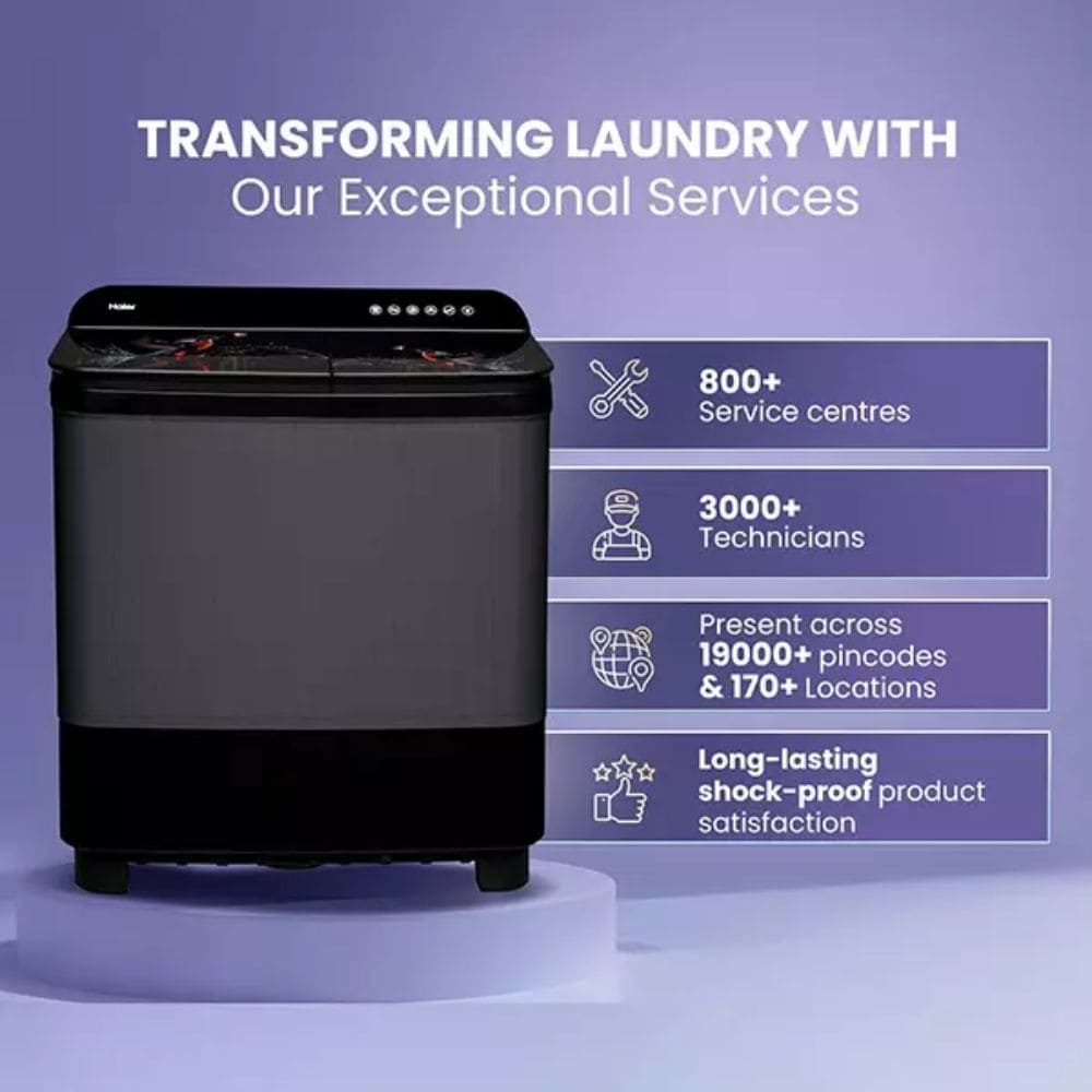 Haier 9 Kg 5 Star Semi-Automatic Top Load Washing Machine (HTW90-178FLN,Black)