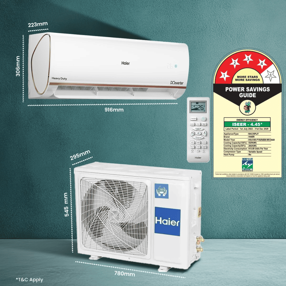 Haier 1.5 Ton 4 Star Inverter Split Air Conditioner (HS18K-PYAIR4BN-INV)