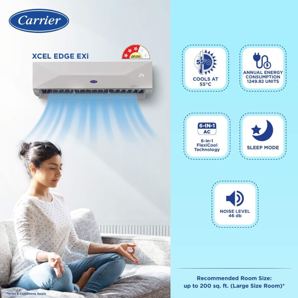 Carrier 2.0 ton 3 star Inverter Split Air Conditioner (24K 3S XCEL EDGE FXI)
