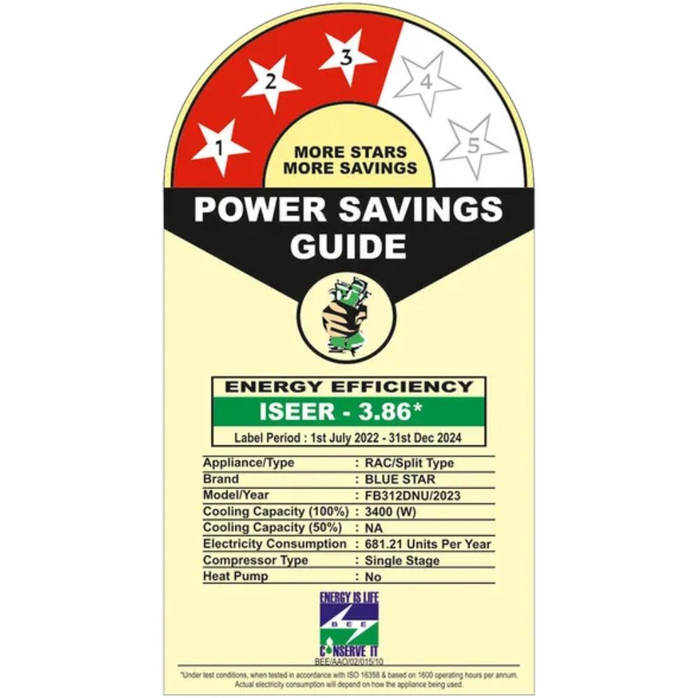 Blue Star 1.0 ton  2 star Fixed Speed Split Air Conditioner (FB212DNU)