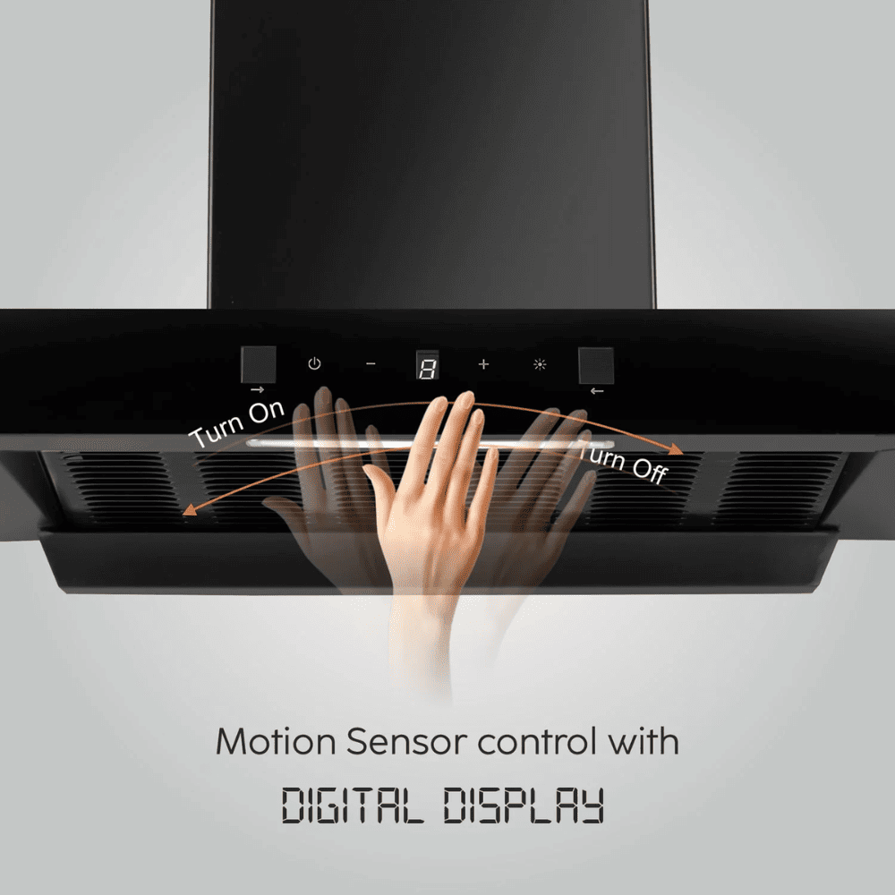 Glen 6052 DI BL ACL, 60 cm 1200 m3/hr Auto Clean Filter less Kitchen Chimney (Black)