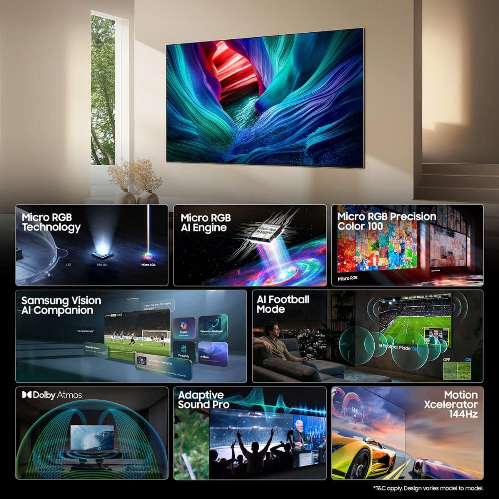 Samsung MRA65R85HAULXL, 65 Inches 4K Micro RGB Vision AI Smart TV, Black