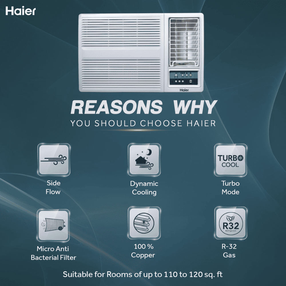 Haier 1.0 ton 3 Star Non-Inverter Window Air Conditioner (HWU12F-AOW3BN)