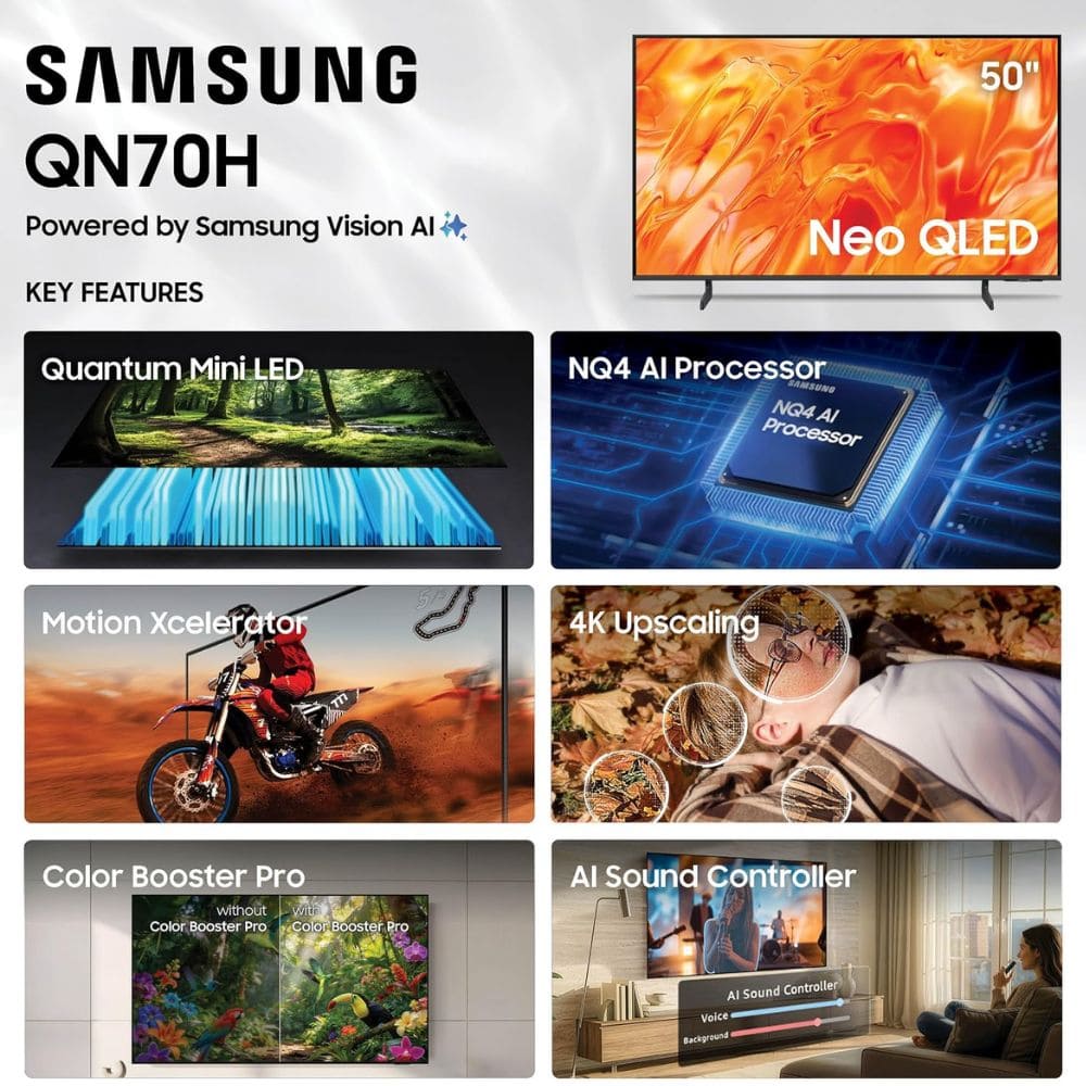 Samsung QA43QN70HAULXL, 43 Inches 4K Ultra HD Neo QLED TV, Black