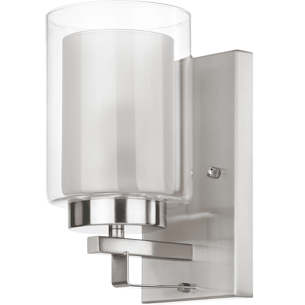 Wall Lamp, Brushed Silver Single Glass Shade for Bathroom and Living Room Bathroom (XB-W1195-1-BN1)