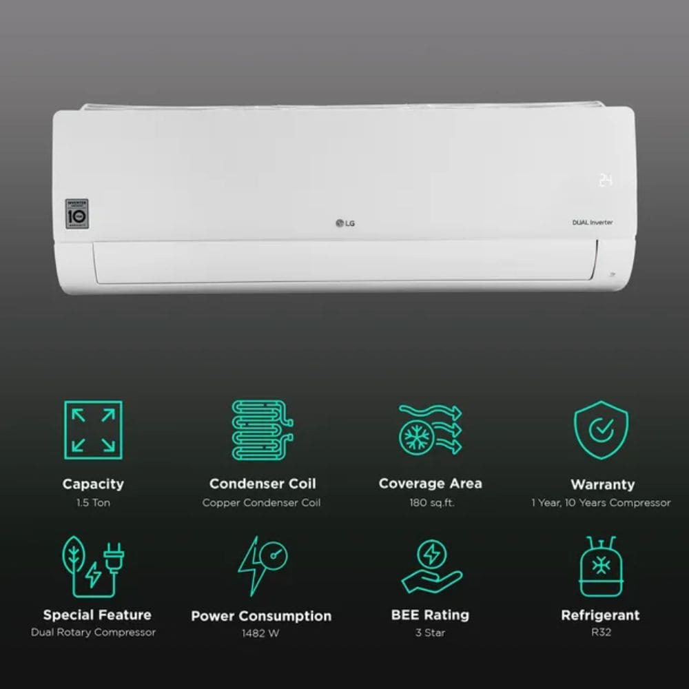 LG 1.5 ton 3 Star Hot & Cold Inverter Split Air Conditioner (TS-H19VNXE)