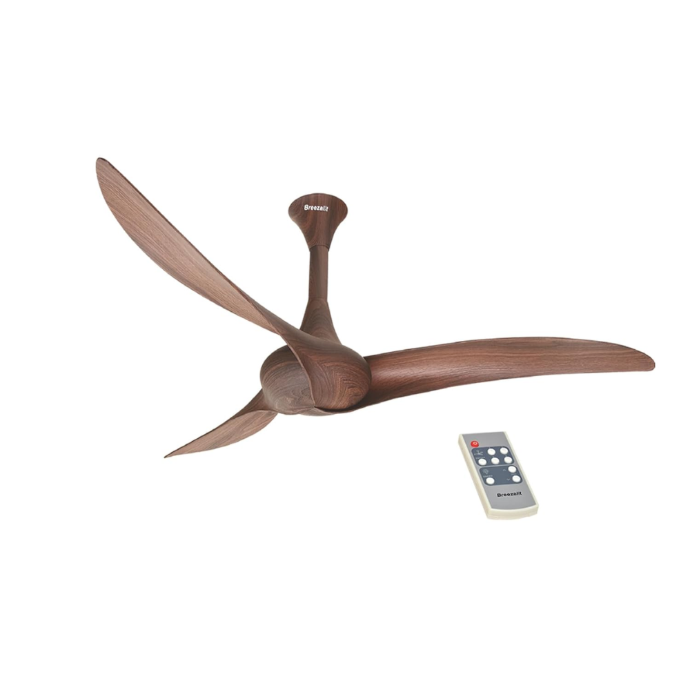 Breezalit 1200mm 3 Blade Modern Designer Ceiling Fan (Curl wood)
