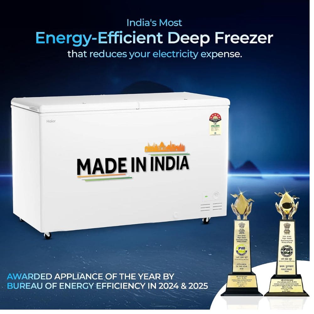 Haier HFC-588DPW5, 588 Ltrs 5 Star Double Door Hard Top Convertible Deep Freezer, Titanium Grey