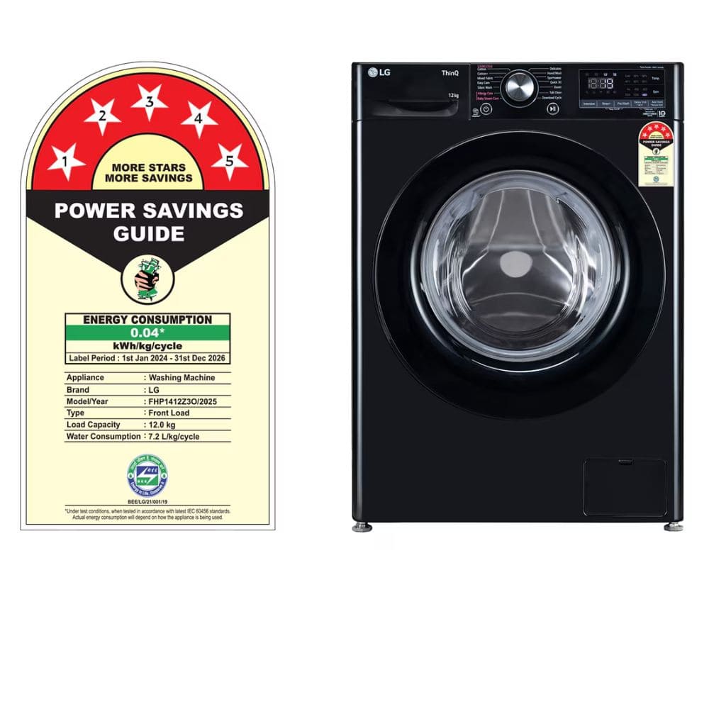 LG 12 Kg 5 Star Fully-Automatic Front Load Washing machine (FHP1412Z3O,Onyx Black)