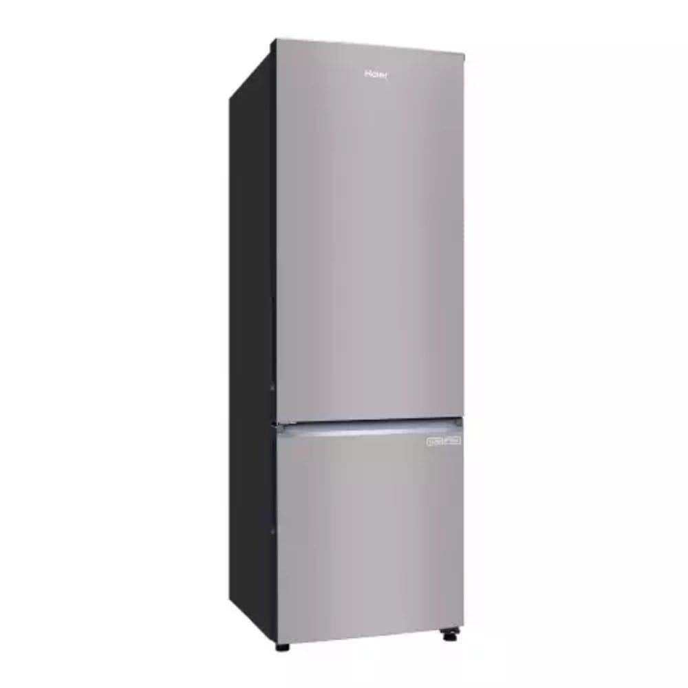 Haier 237 Ltrs, 2 Star Frost Free Double Door Bottom Mount Refrigerator (HRB 2872IETSA P, Titanium Steel)