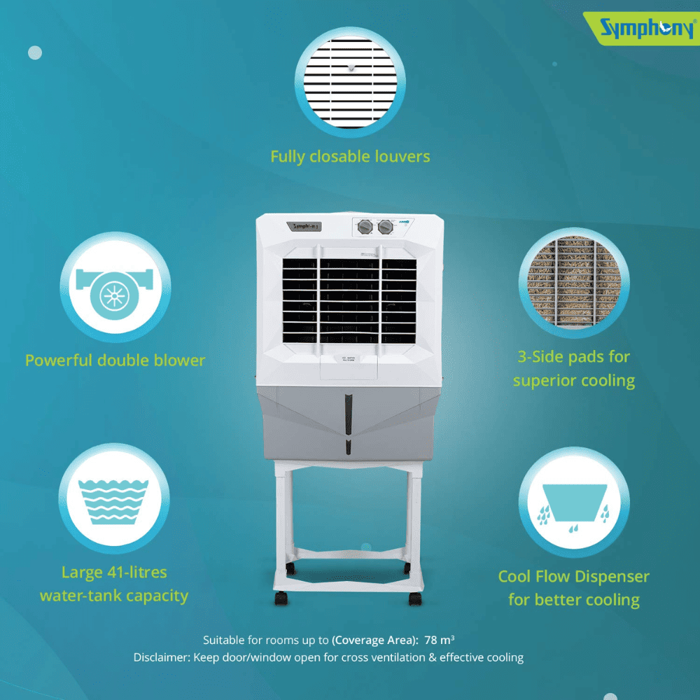 Symphony 45 Ltrs Desert Air Cooler with Trolley (JUMBO 45DB)