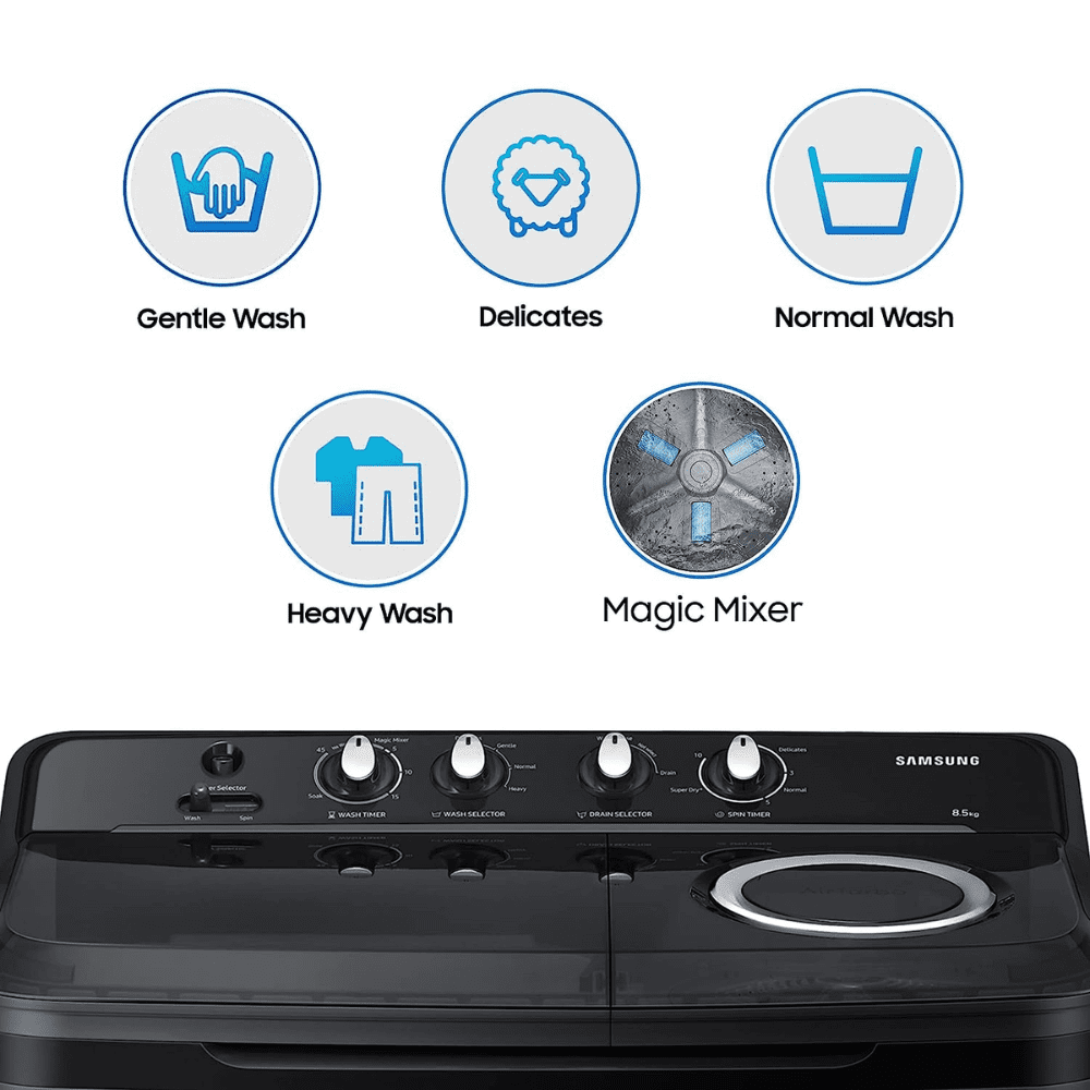 Samsung 8.5 Kg 5 Star Semi Automatic Top Loading Washing Machine (WT85B4200GD, Dark Grey)