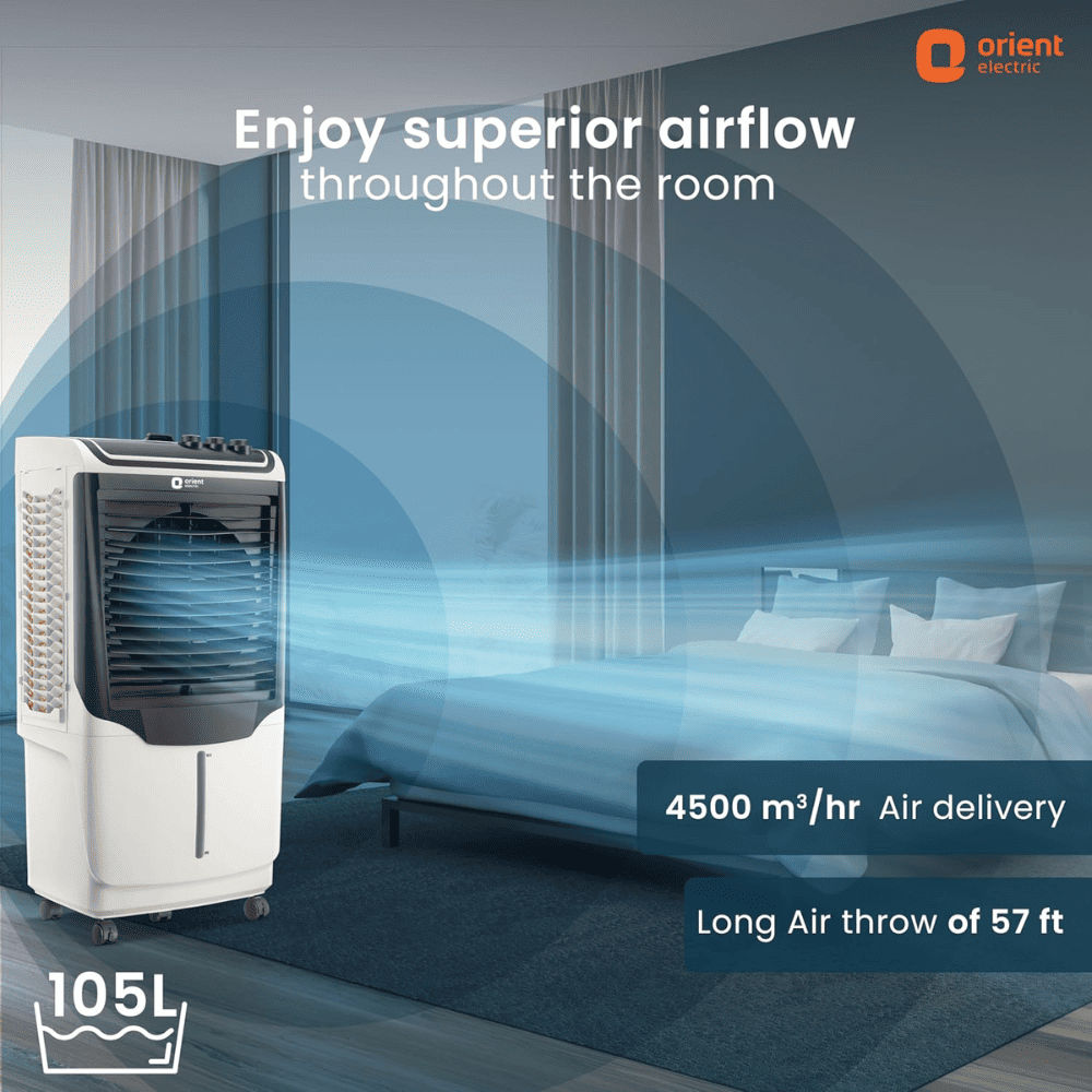 Orient 105 Ltrs Tornado Desert Air Cooler (CD1051H, White)