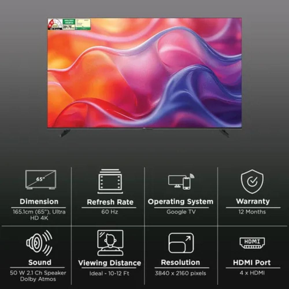 Haier 65P7 Pro, 65 Inches 4K Ultra HD QLED Google TV, Black