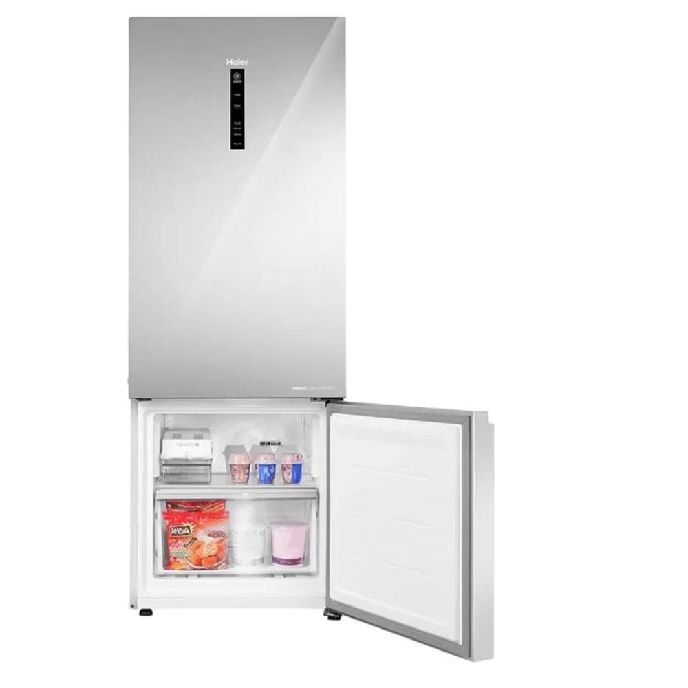 Haier 355 Ltrs, 2 Star Triple Inverter Frost Free Double Door Bottom Mount Refrigerator (HRB 4052PKGA P, Black Glass)