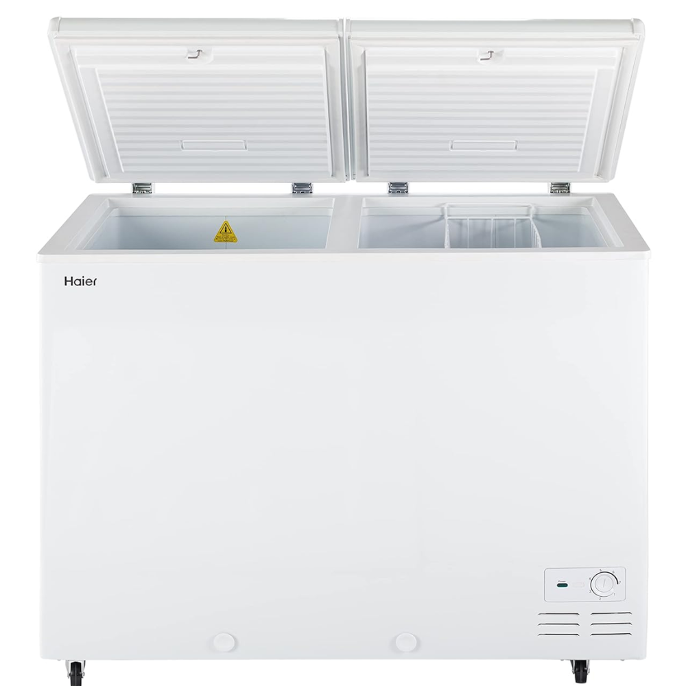 Haier HFC-385CM5, 385 Ltrs,  hard top Double Door Convertible Deep Freezer, White