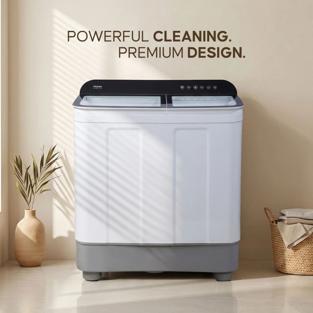 Haier 10.5 Kg 5 Star Semi-Automatic Top Load Washing Machine (HTW105-178BLN,White)