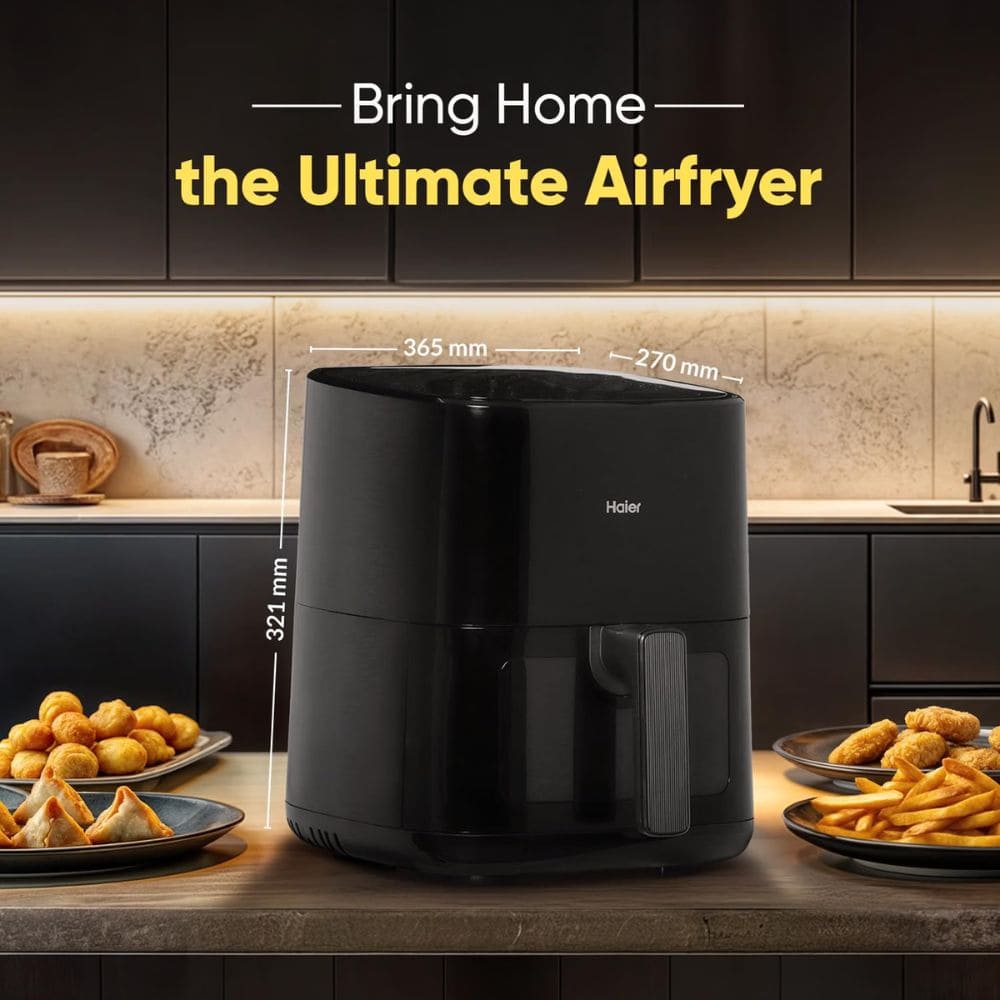 Haier 5 Litres 1500 Watt Digital Air Fryer with 3 D Hot Circulation (HAF-D503B, Black)