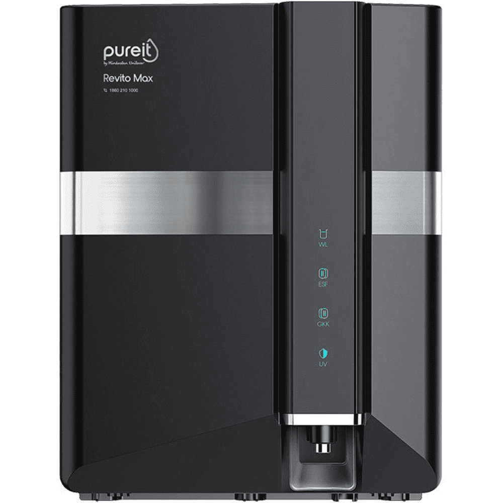 Pureit 9 Ltrs Storage RO+MF+UV in Tank + Minerals Water Purifier (Revito Max, Black)