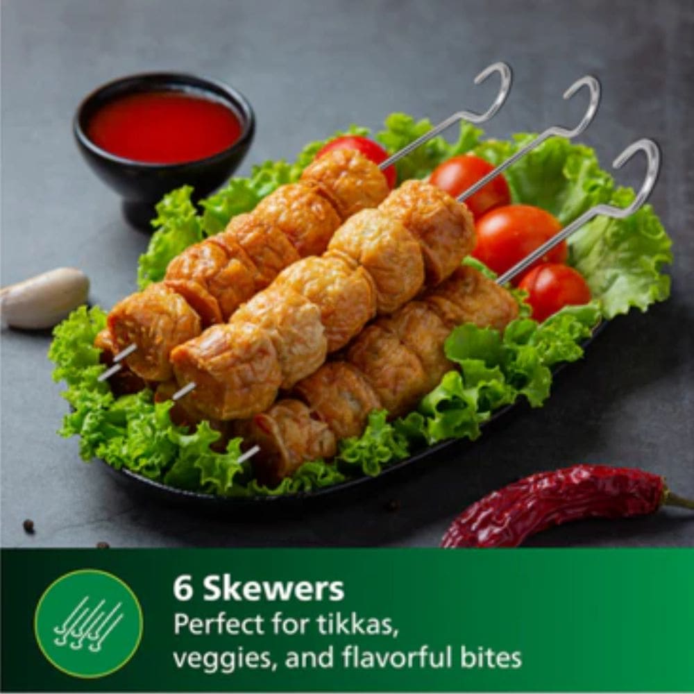 Philips Party Sizzler Kit  Double layer grill rack, skewers with Extra Large Airfryer (HD9815/01, Silver)