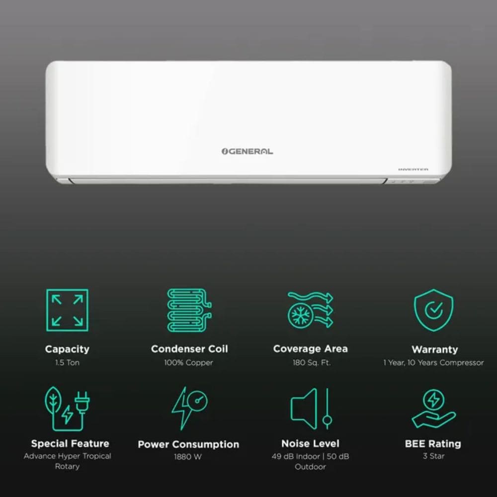 O-General 1.5 ton 3 Star Inverter Split Air Conditioner (ASGG18CPAA)